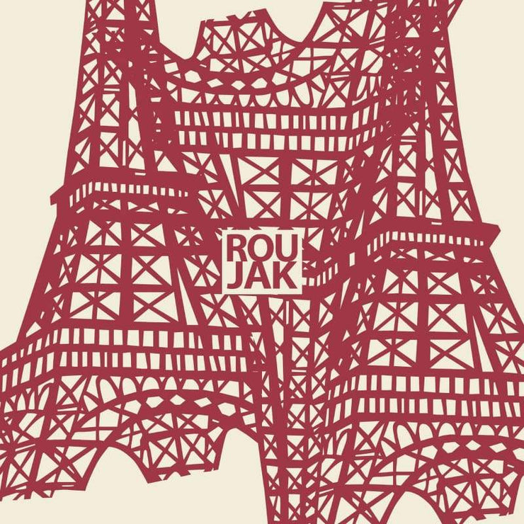 Le Scarf Eiffel Fraise 90 cm, Carré 90, Roujak Paris, Roujak